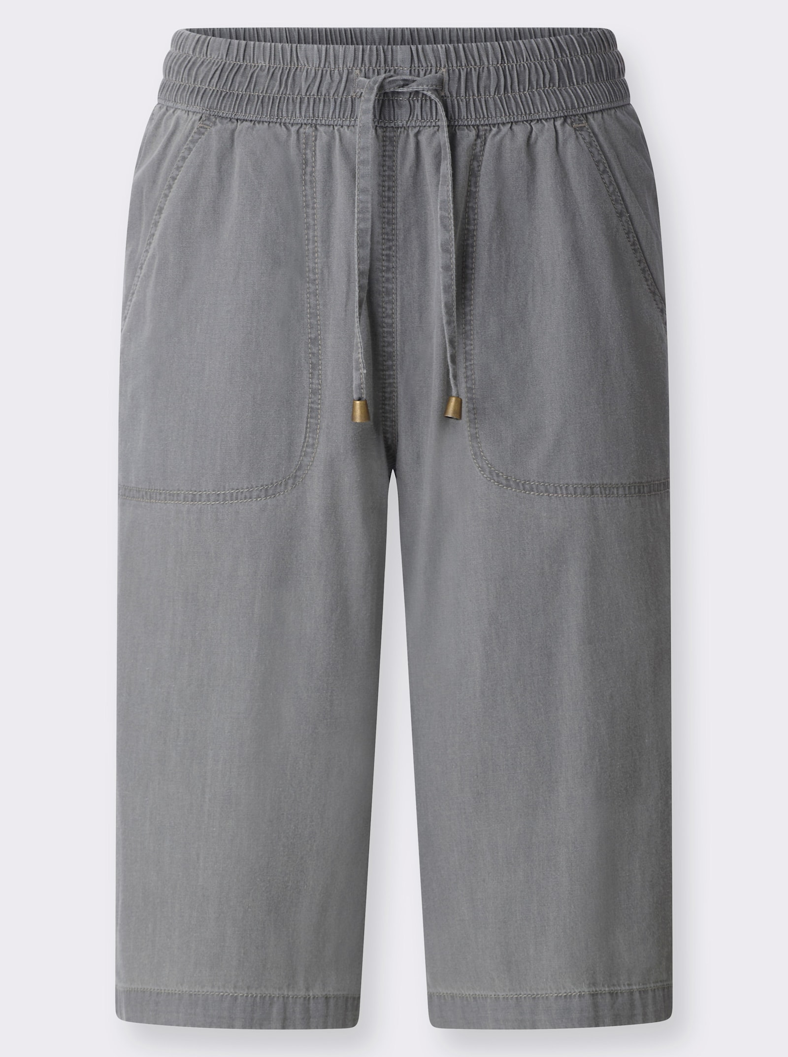 Jeansbermudas mit gesmoktem Dehnbund - grey denim