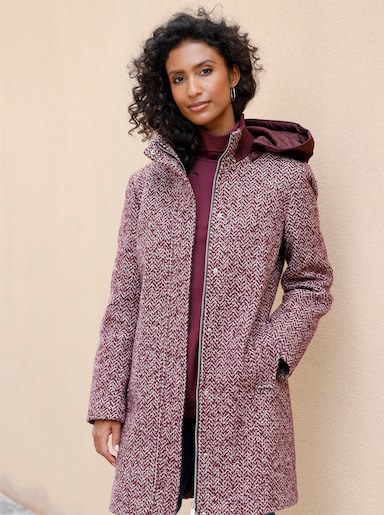 heine Longjacke in Bouclé-Qualität - burgund-mauve-gemustert