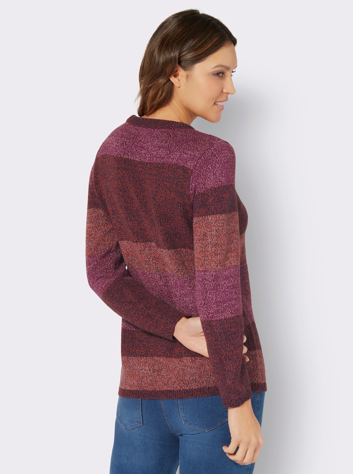 Pullover met ronde hals - malve gemêleerd