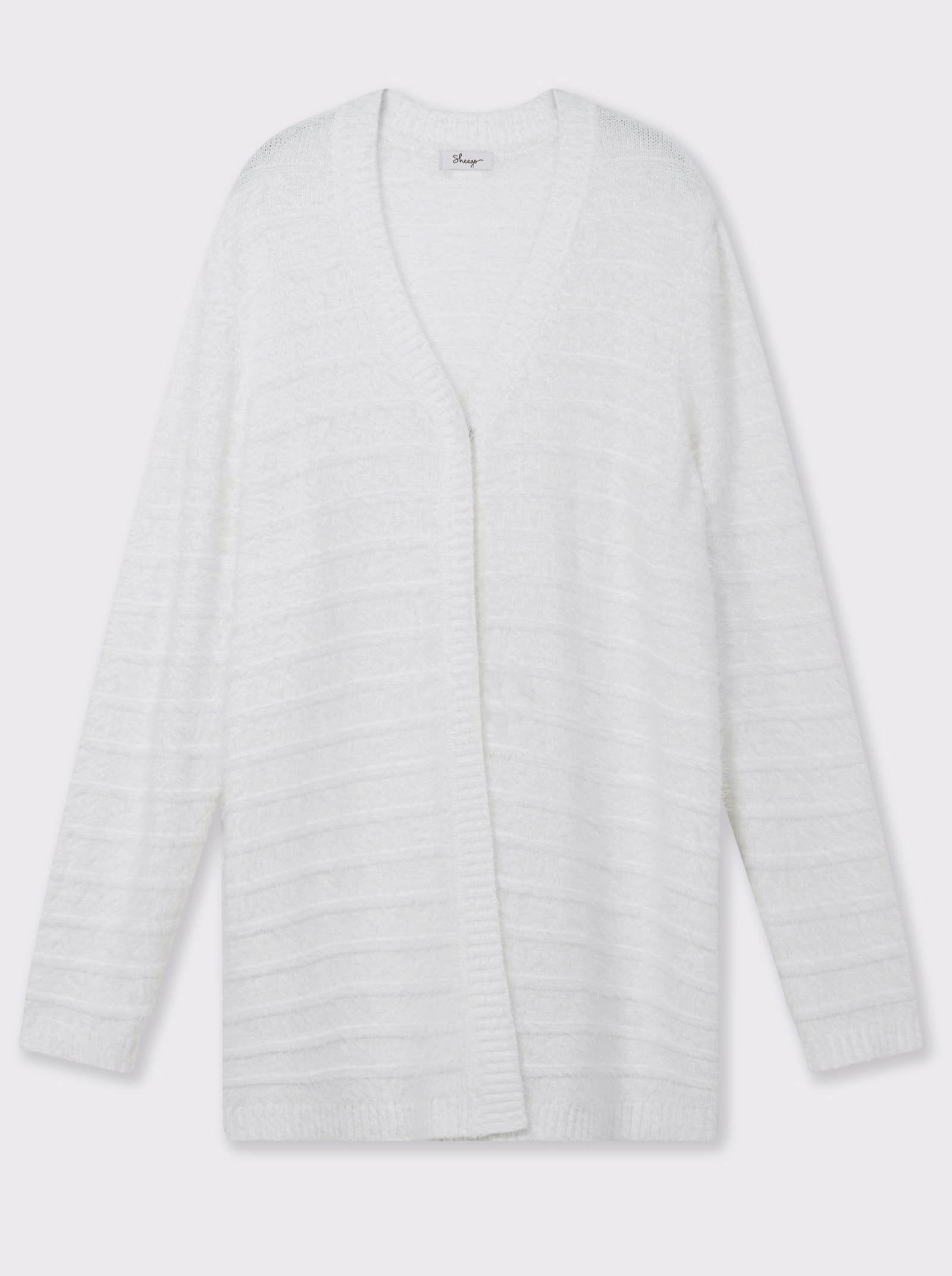 sheego Strickjacke in langer Form mit Druckknopf - ecru