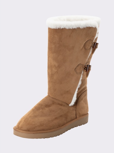 sheego Weitschaftstiefel in Veloursoptik - camel