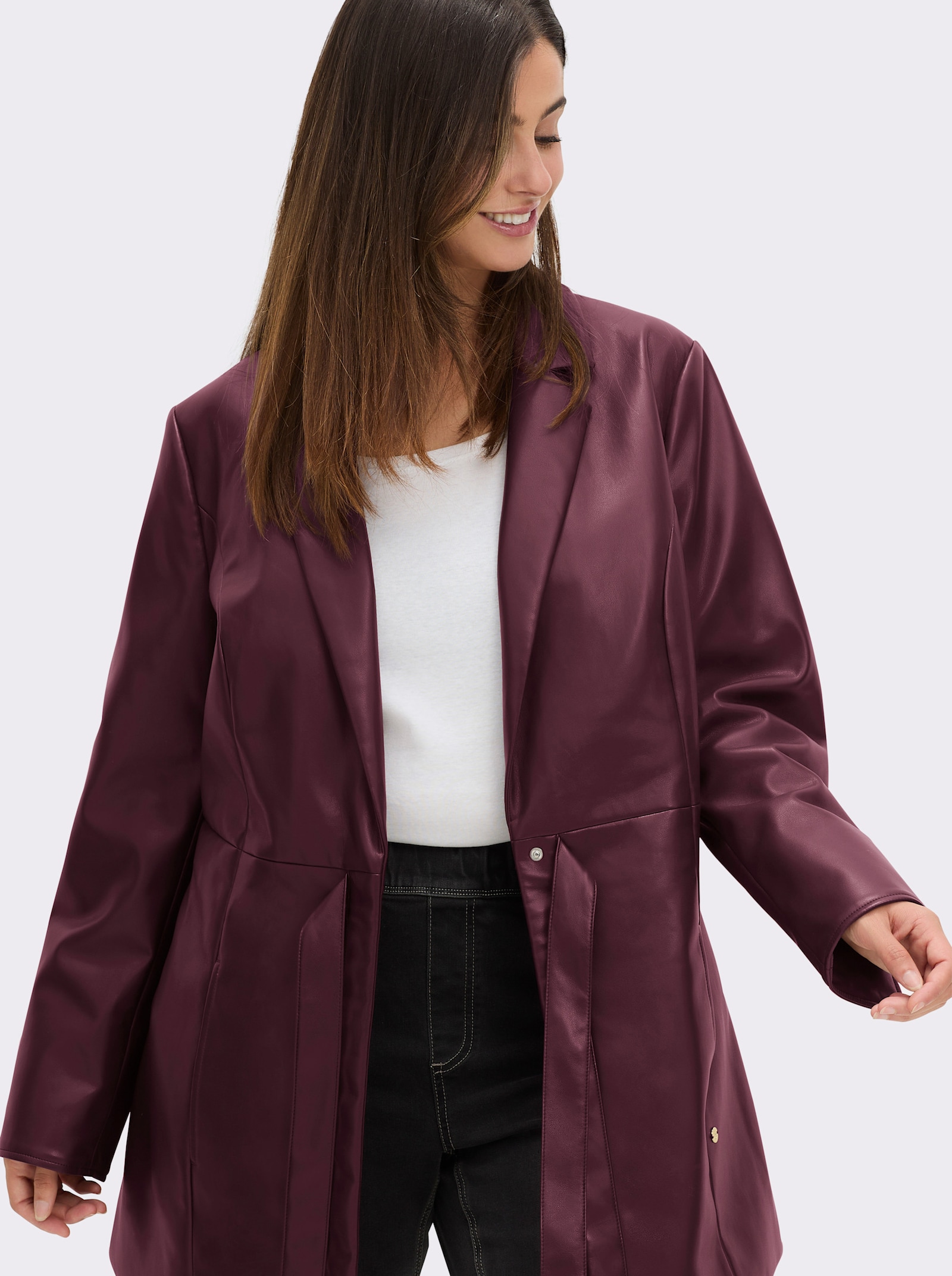 sheego Jacke in Blazer-Optik, mit Bindeband - burgund