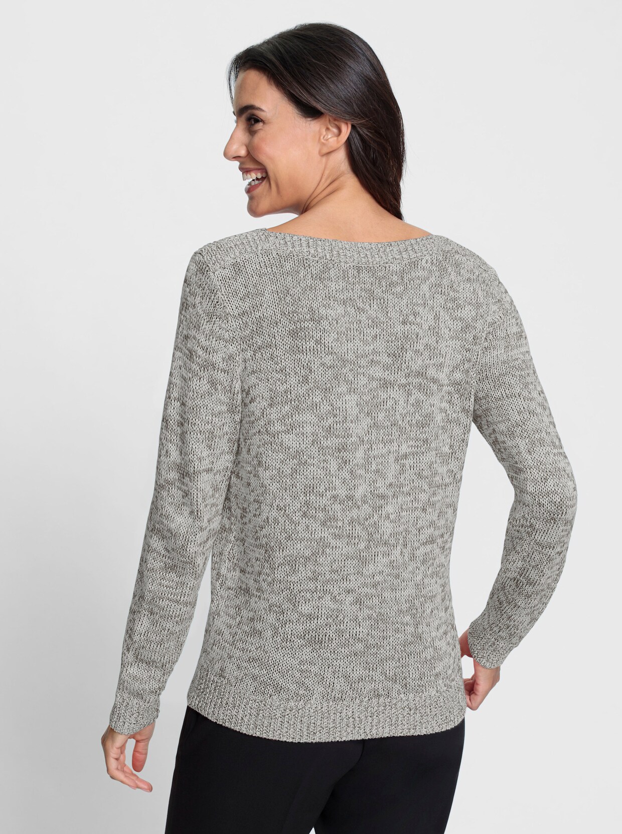 Pullover - ecru-grau-meliert