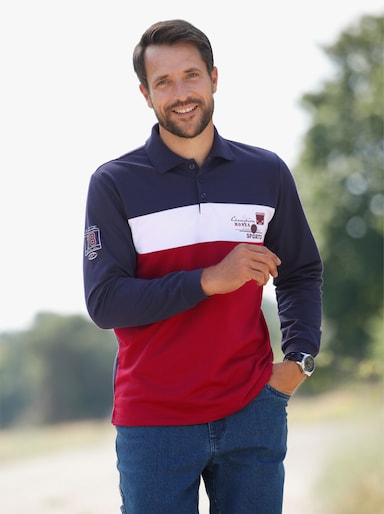 Catamaran Poloshirt met lange mouwen - kers/marine