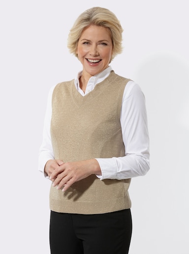 Pullunder mit Glanzgarn - sand-goldfarben-meliert