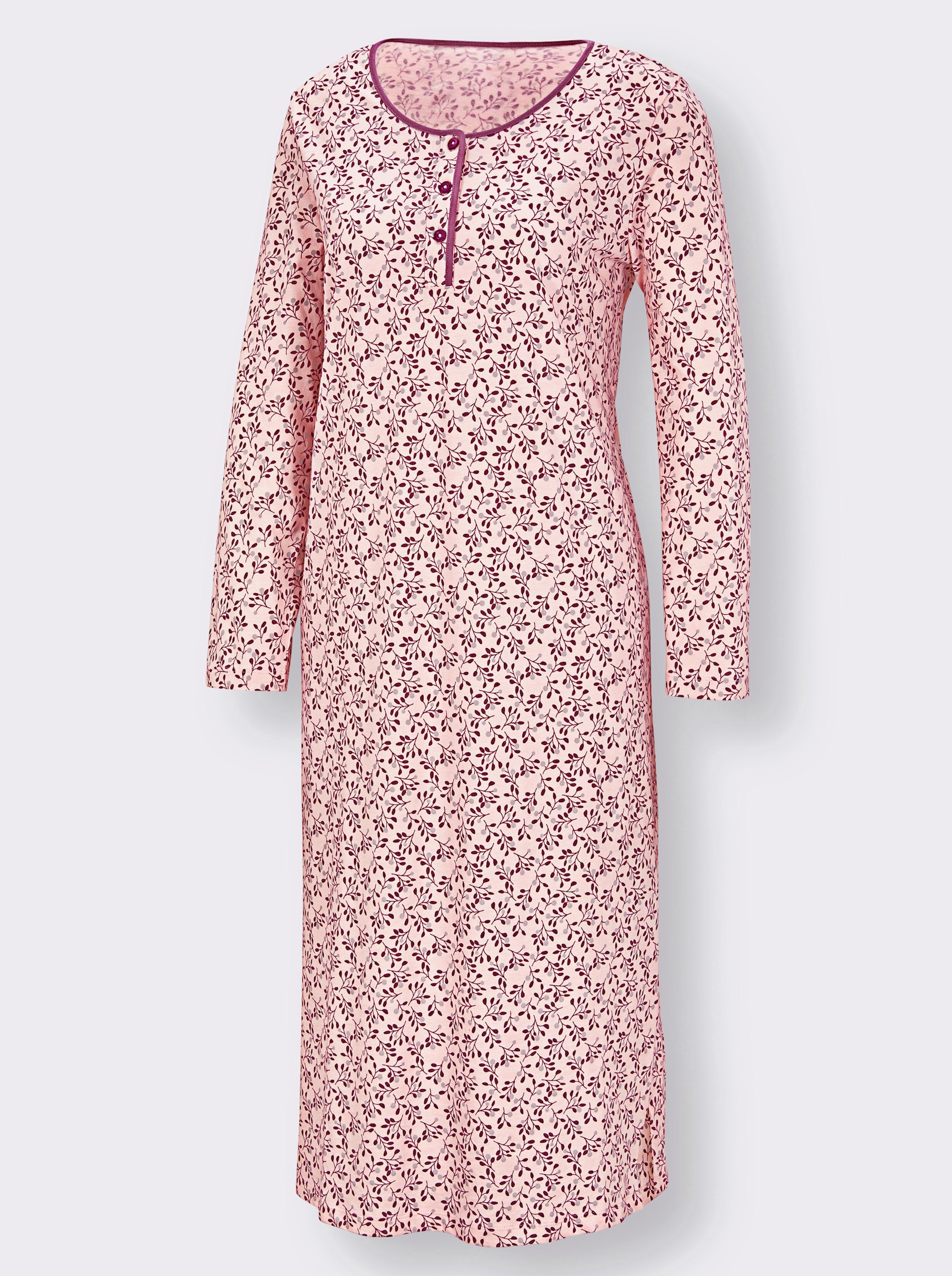 wäschepur Nachthemden mit Seitenschlitzen - champagner-bedruckt + hellrosé-bedruckt