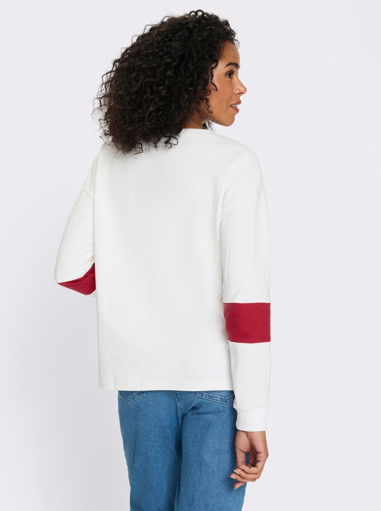 Sweatshirt mit Schriftzug - ecru-kirsche