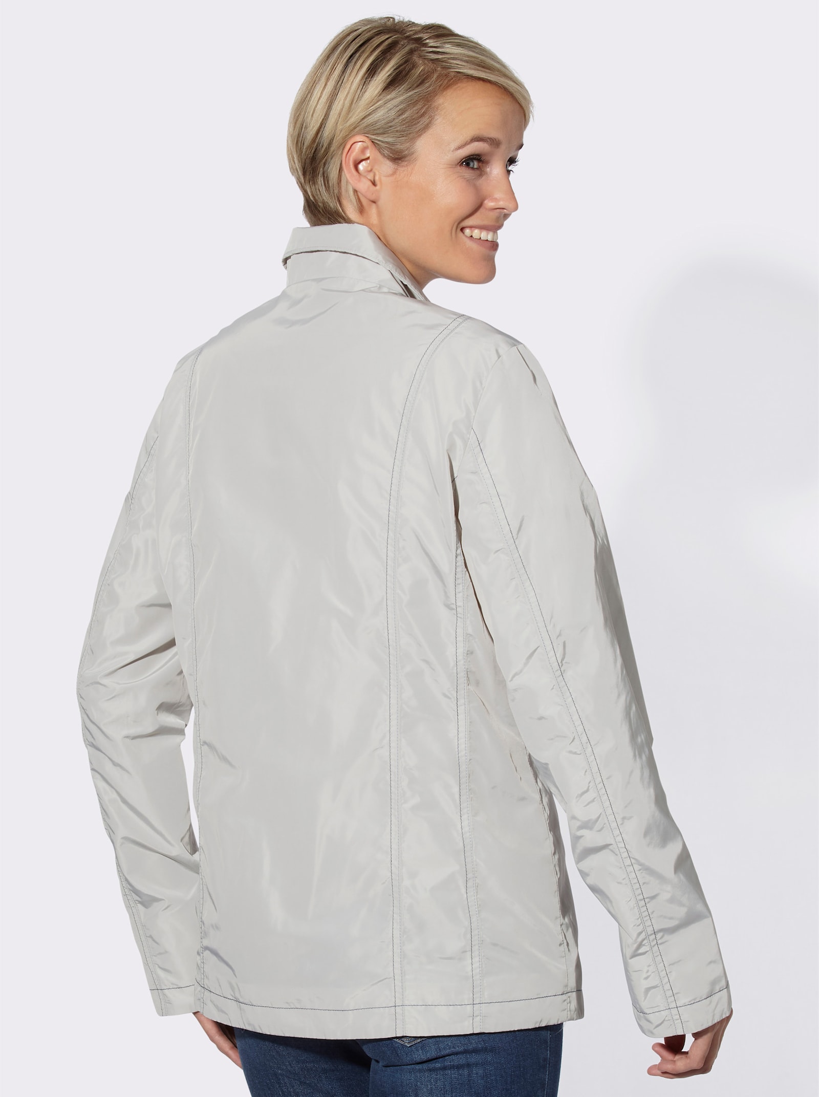 Tussenjack met contrastkleurige siernaden - steengrijs