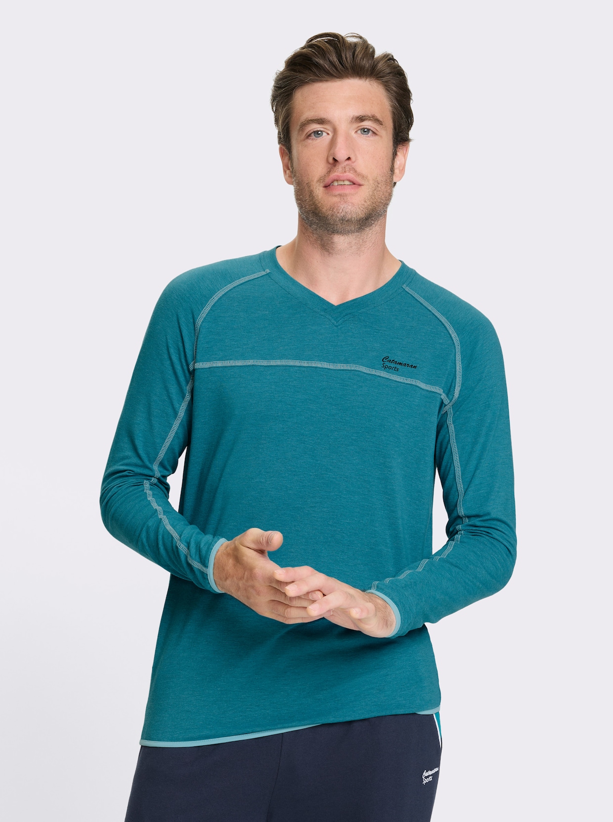 Catamaran Sports Freizeitshirt mit elastischen Abschlüssen - topas-meliert