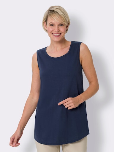 Longtop mit abgerundetem Saum - grasgrün + marine