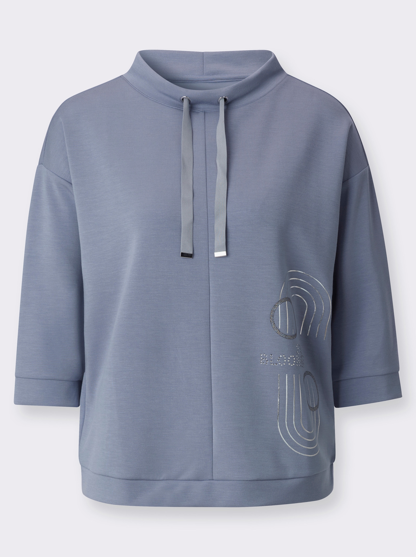Sweatshirt mit glänzendem Druck - taubenblau