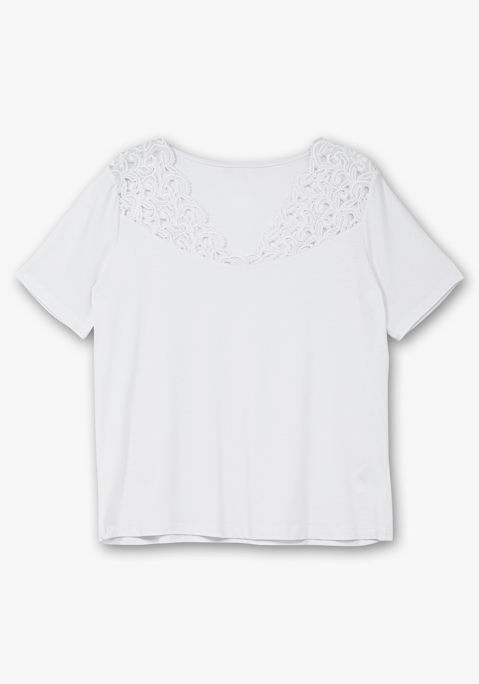 Spitzenshirt mit V-Ausschnitt - weiß