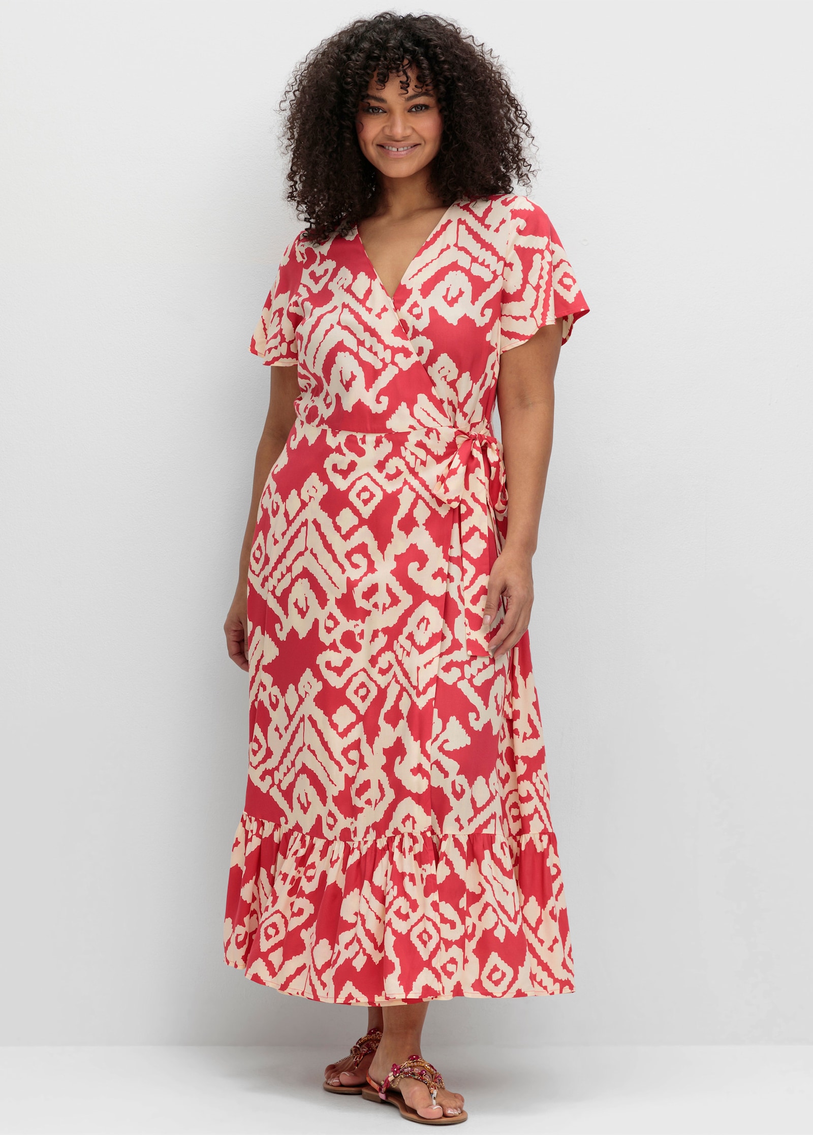 sheego by Joe Browns Maxikleid in Wickeloptik, mit Grafikprint - hummer-gemustert