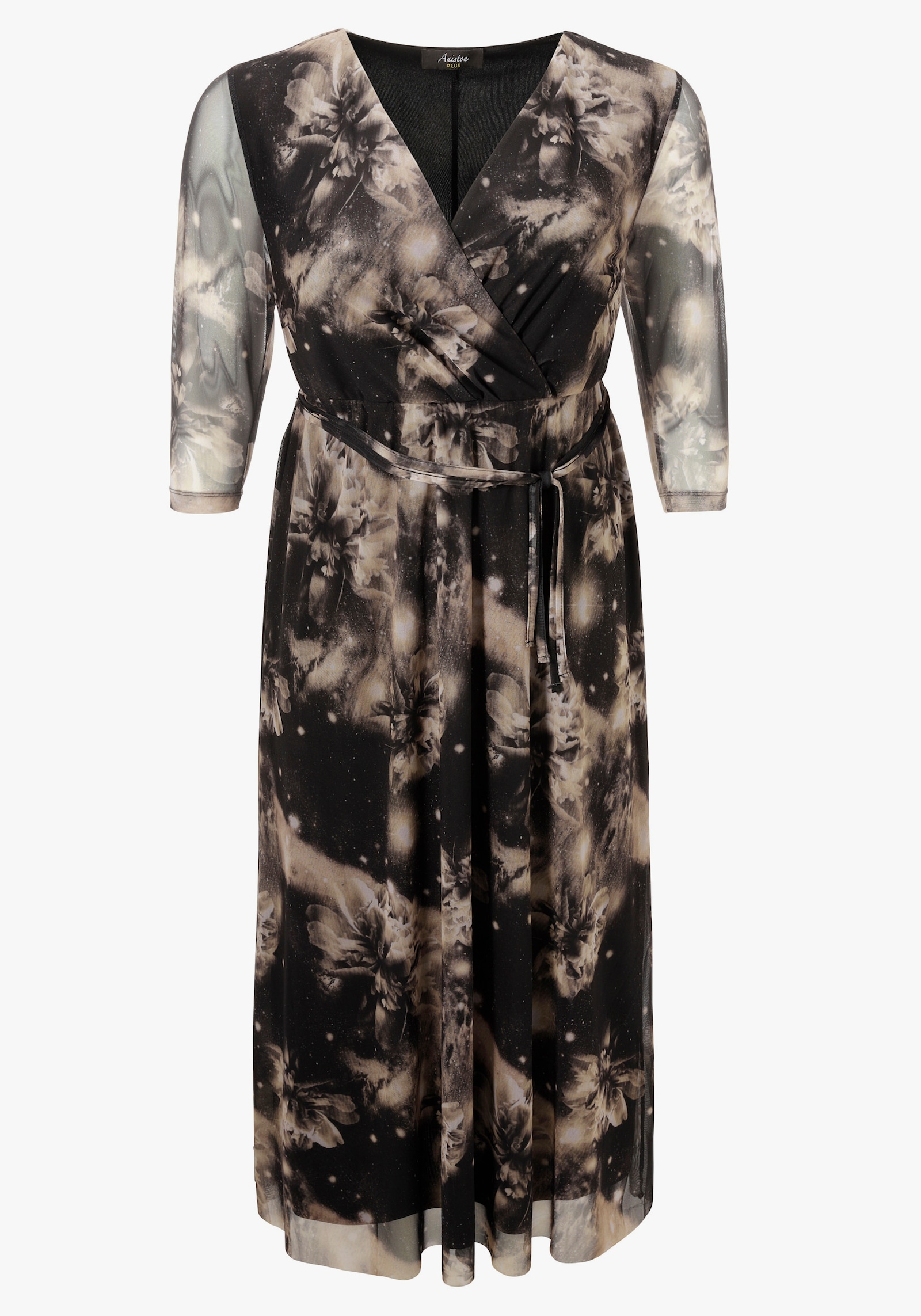 Aniston PLUS Maxikleid - schwarz-beige-offwhite