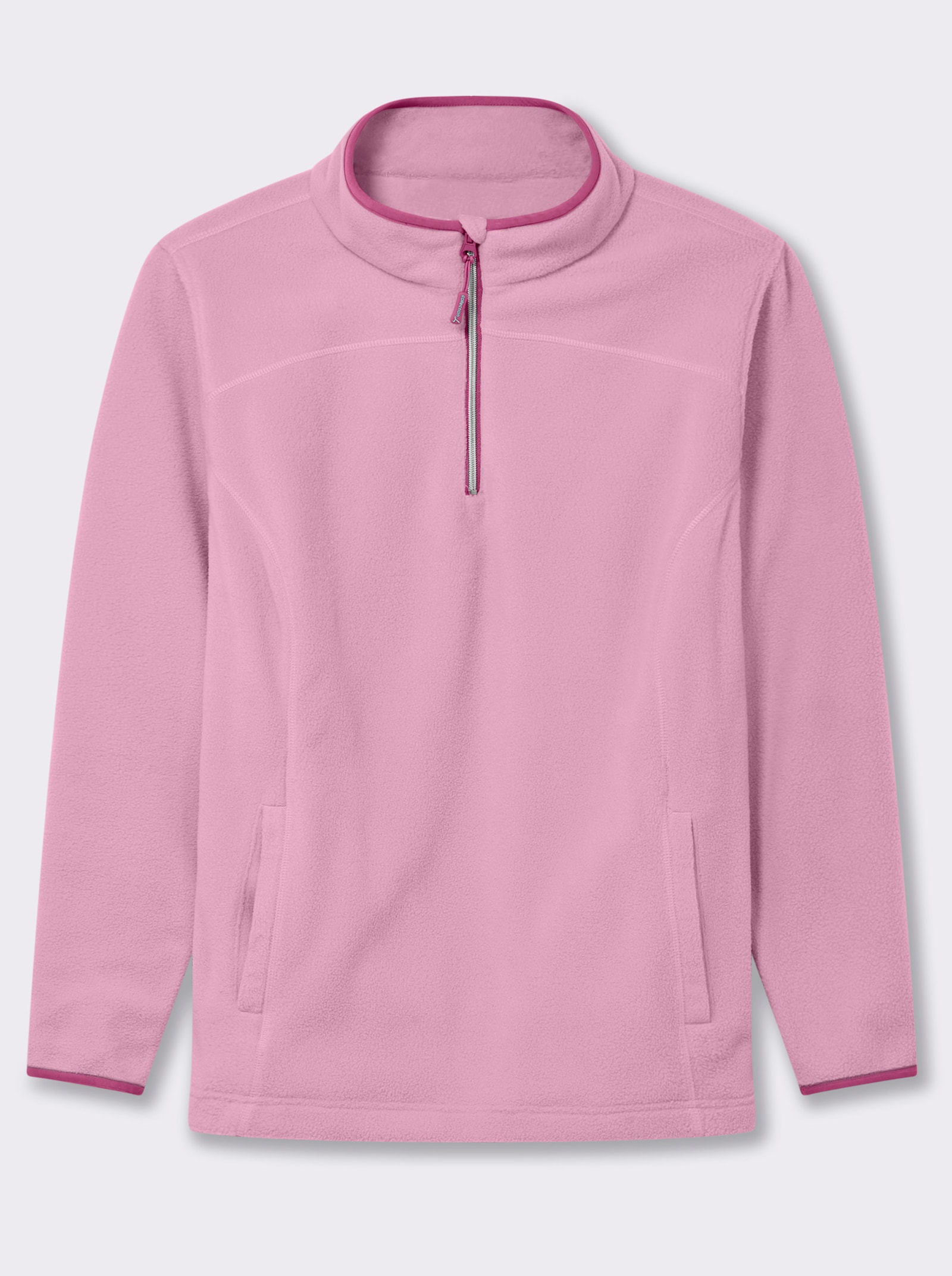 Fleeceshirt mit Stehkragen und Reißverschluss - rosé