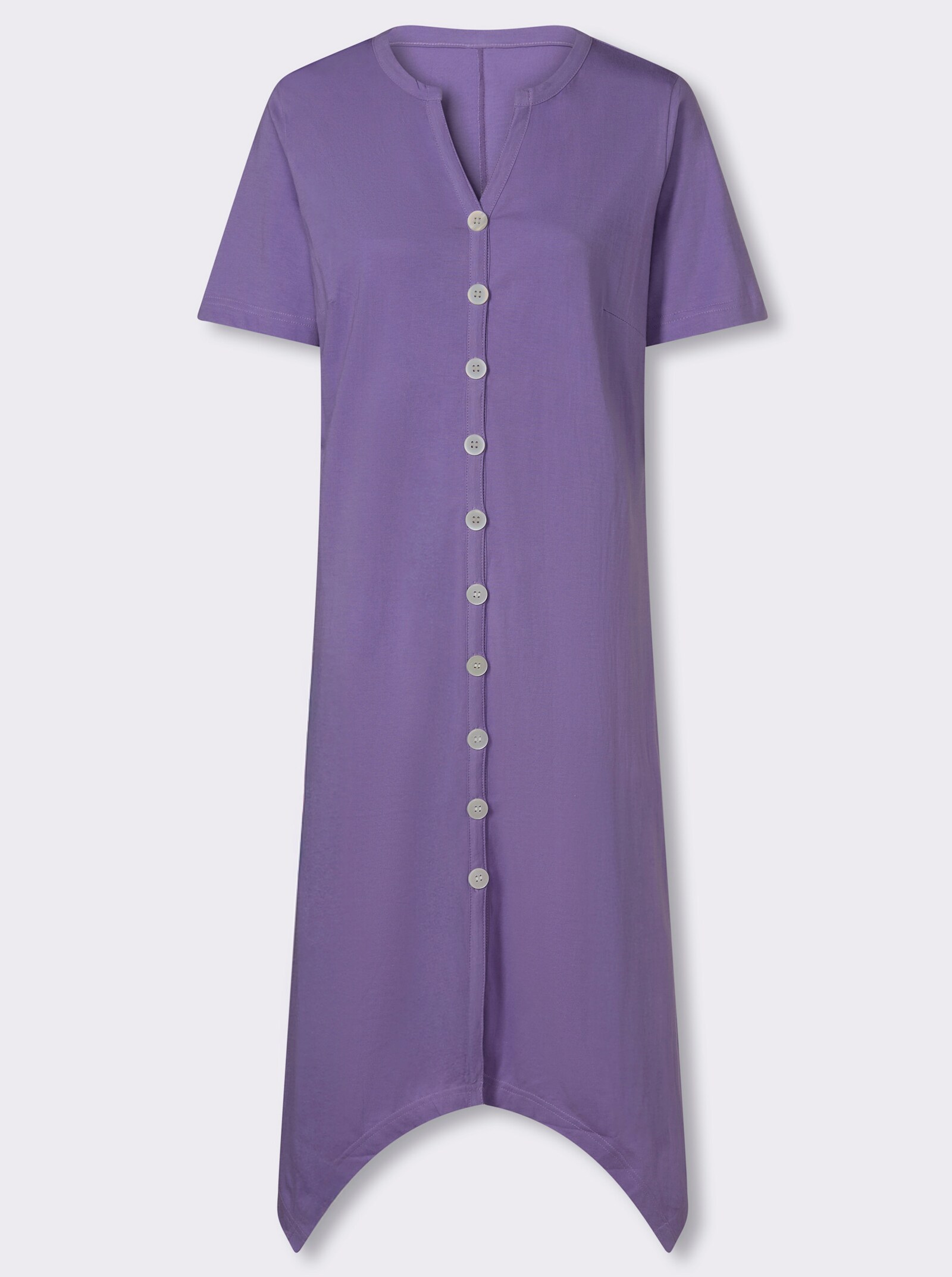 A-Linien-Kleid mit durchgehender Knopfleiste - lavendel