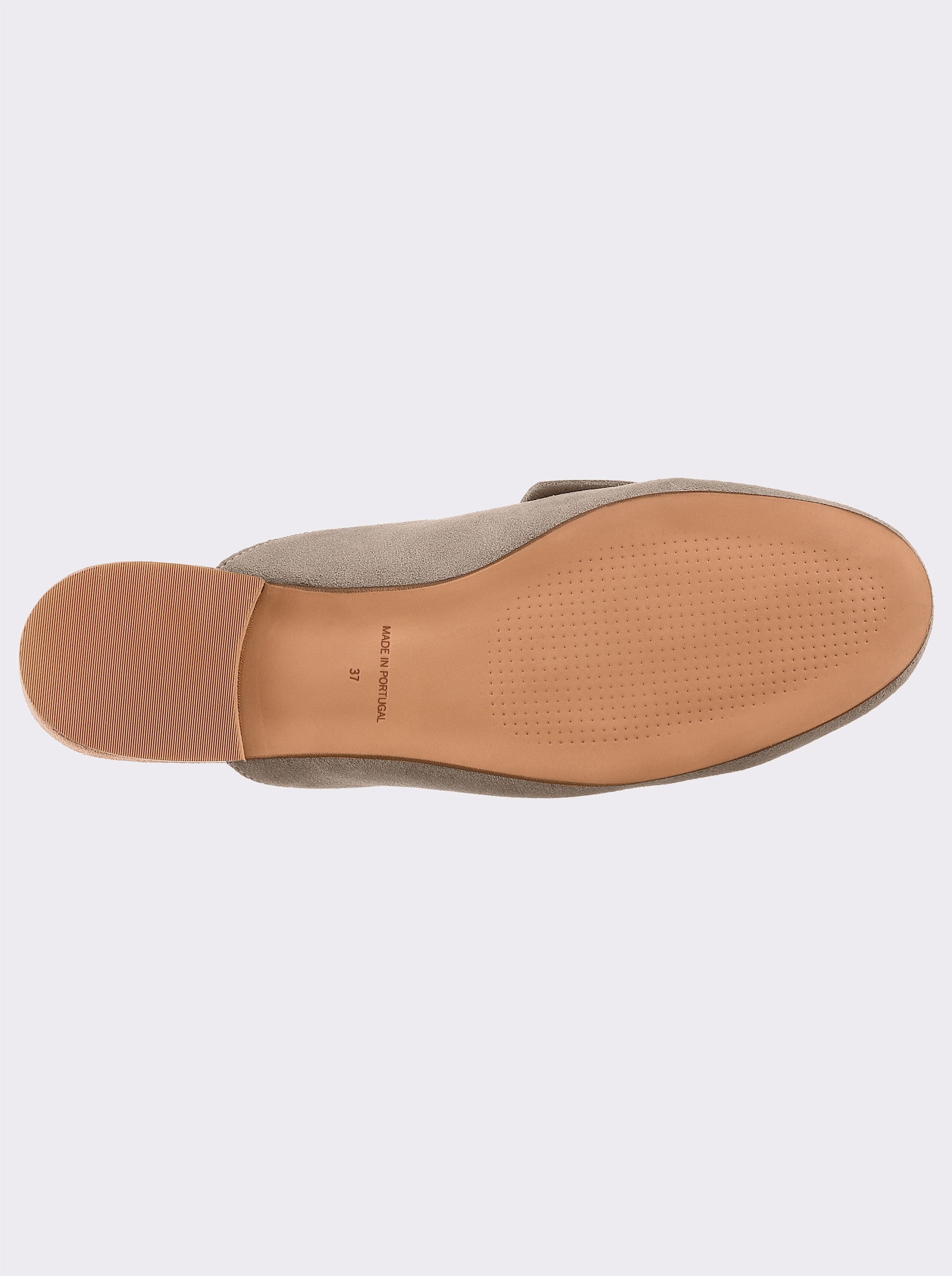 heine Pantolette aus Veloursleder - sesam