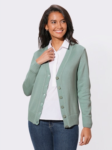 Strickjacke mit farblich abgestimmten Knöpfen - kalkmint