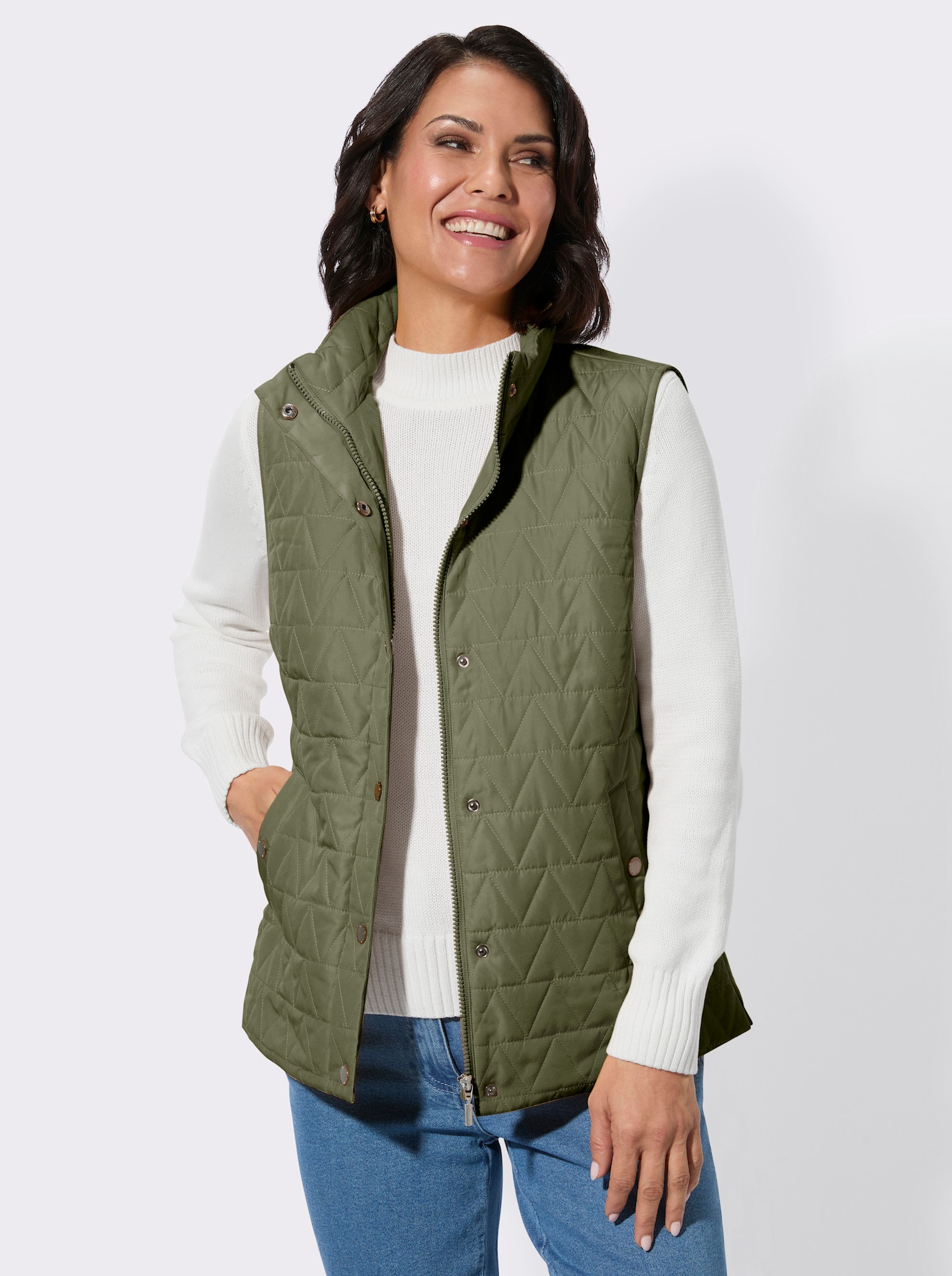 Steppweste mit Stehkragen - oliv