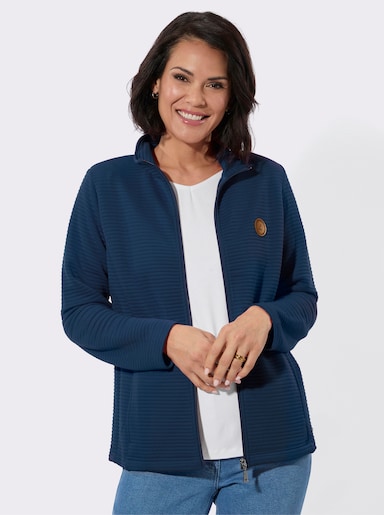 Shirtjacke aus modischem Jersey-Jacquard - jeansblau
