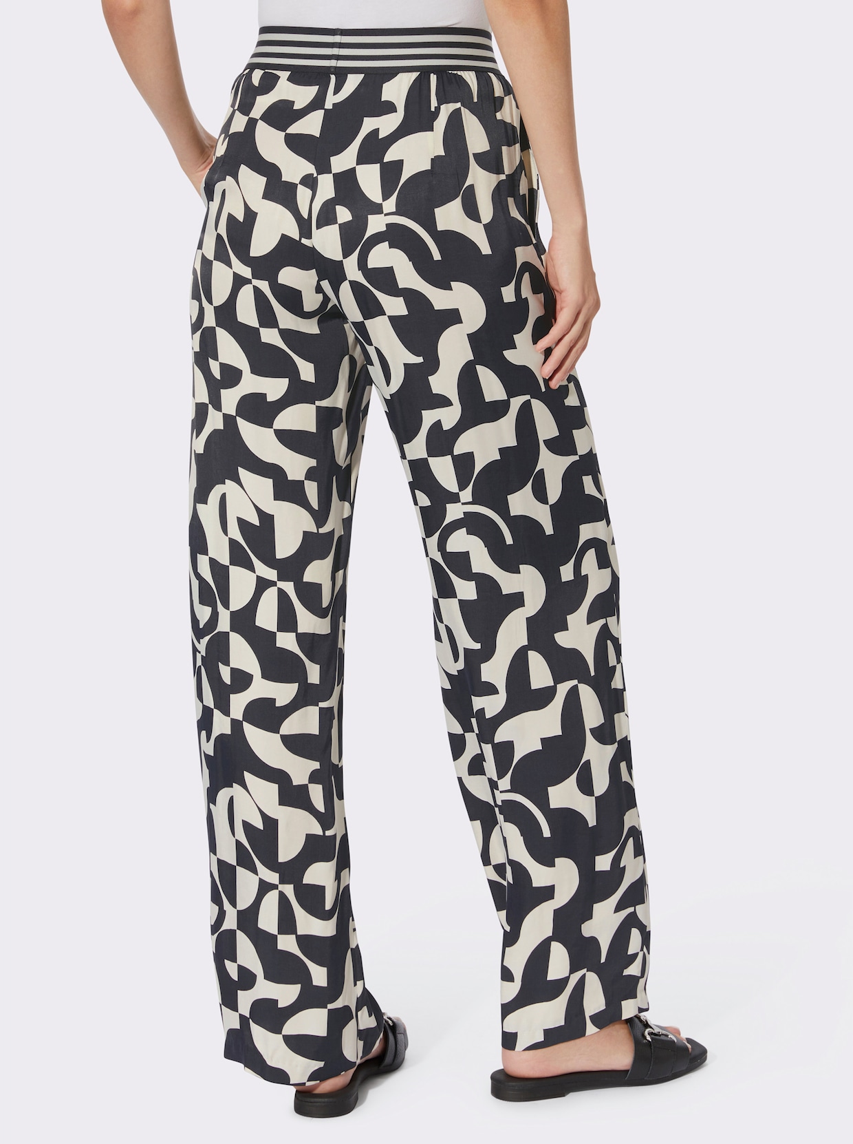 heine Pantalon - noir-couleur ivoire imprimé
