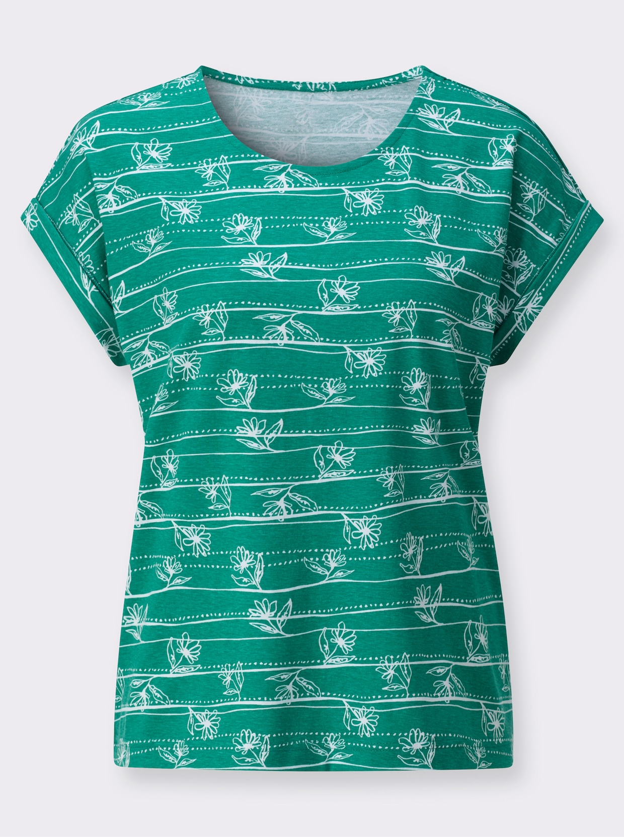 Shirt - smaragd-weiß-bedruckt