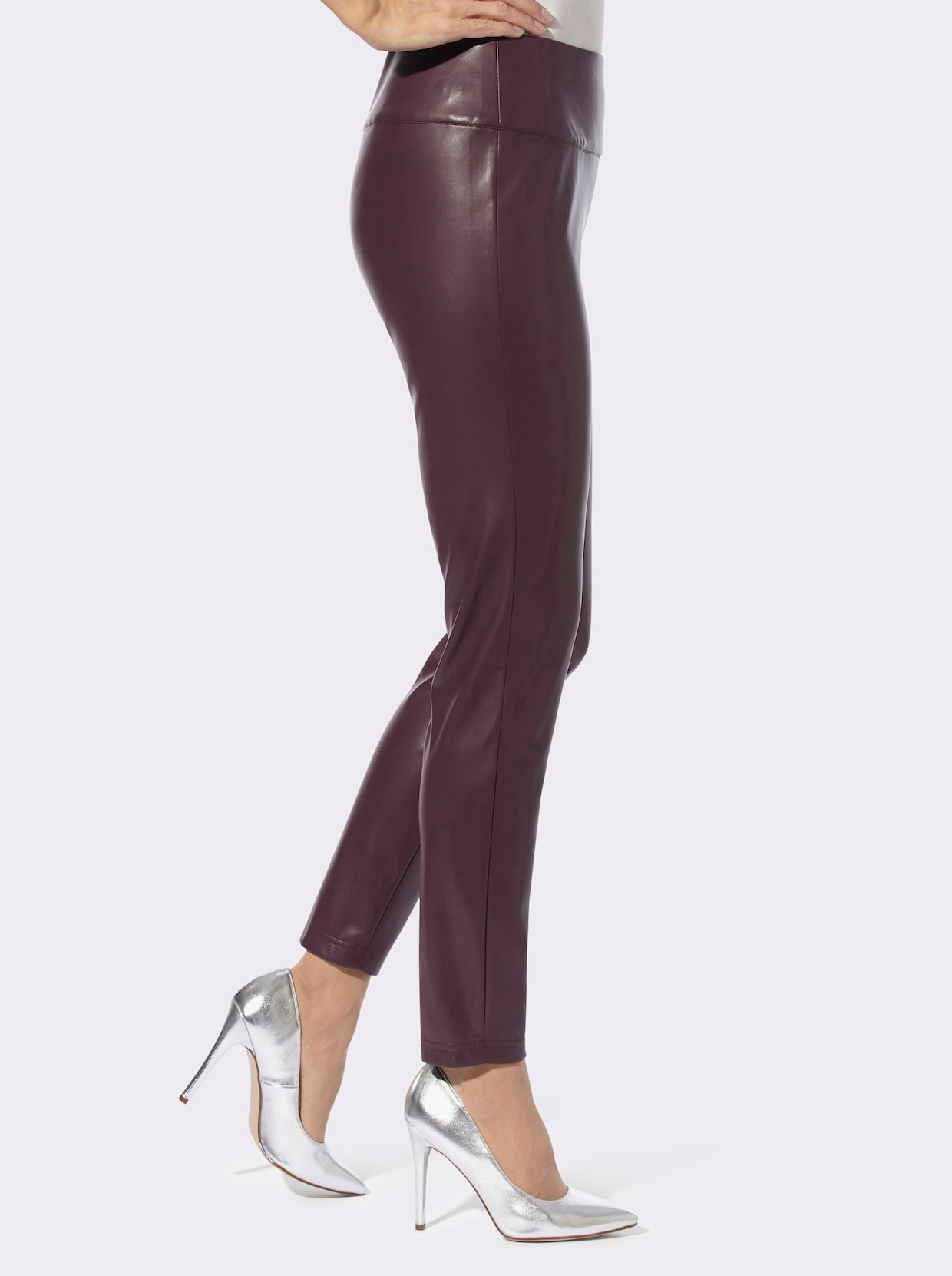 Leggings en imitation cuir - lie-de-vin