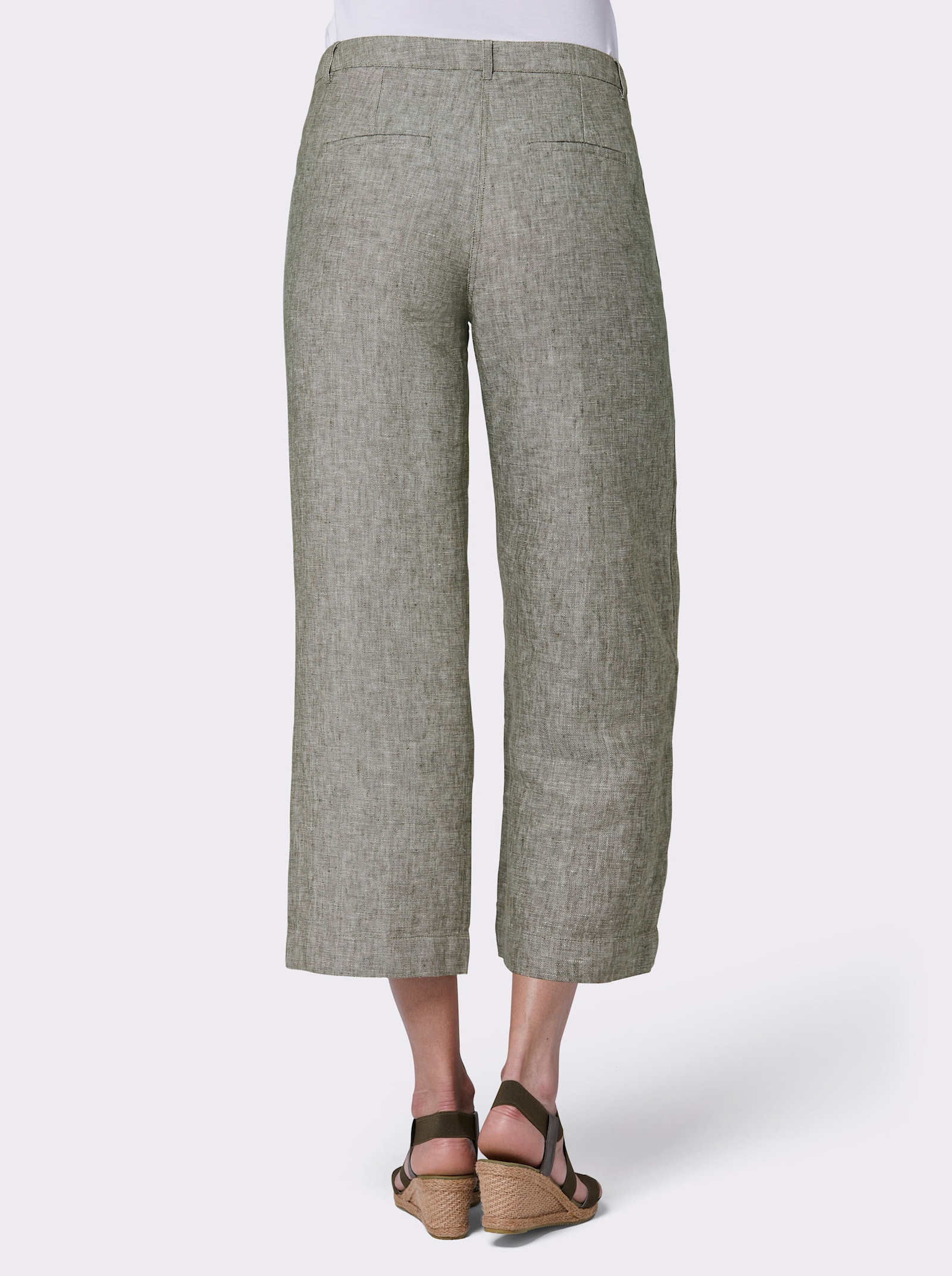 CREATION L PREMIUM Leinenhose im Culotte-Stil - khaki-weiß-meliert