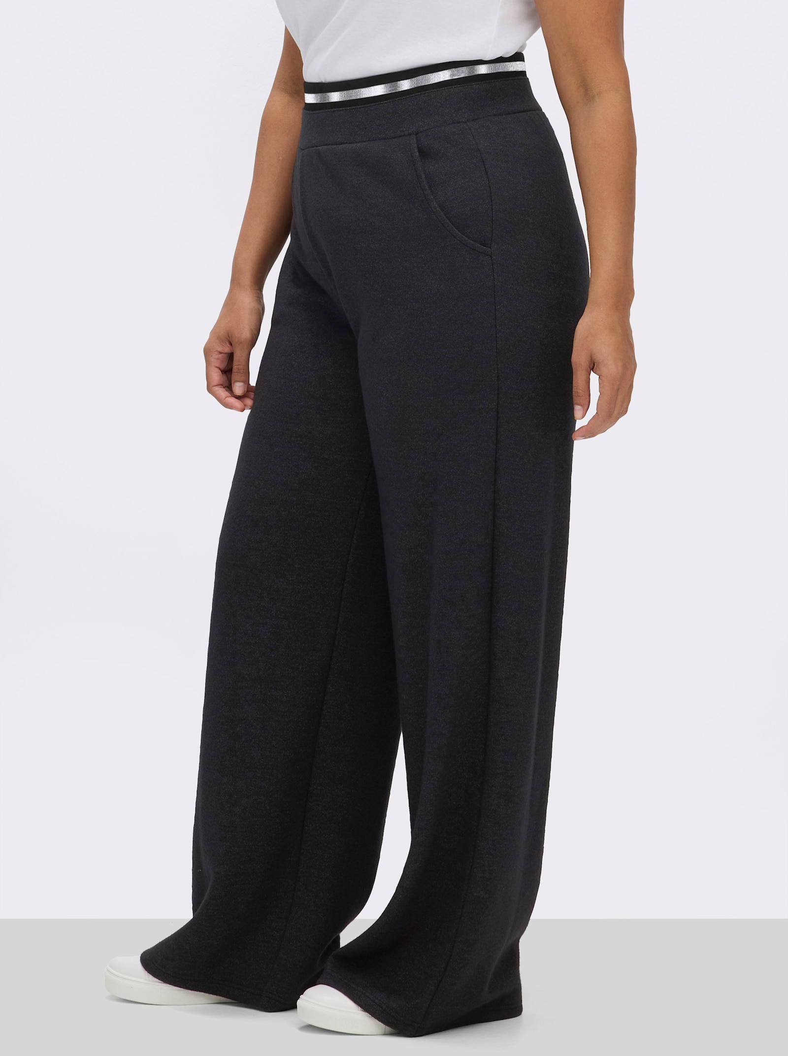 sheego Strickhose mit Glitzer-Effekt - schwarz-anthrazit-meliert