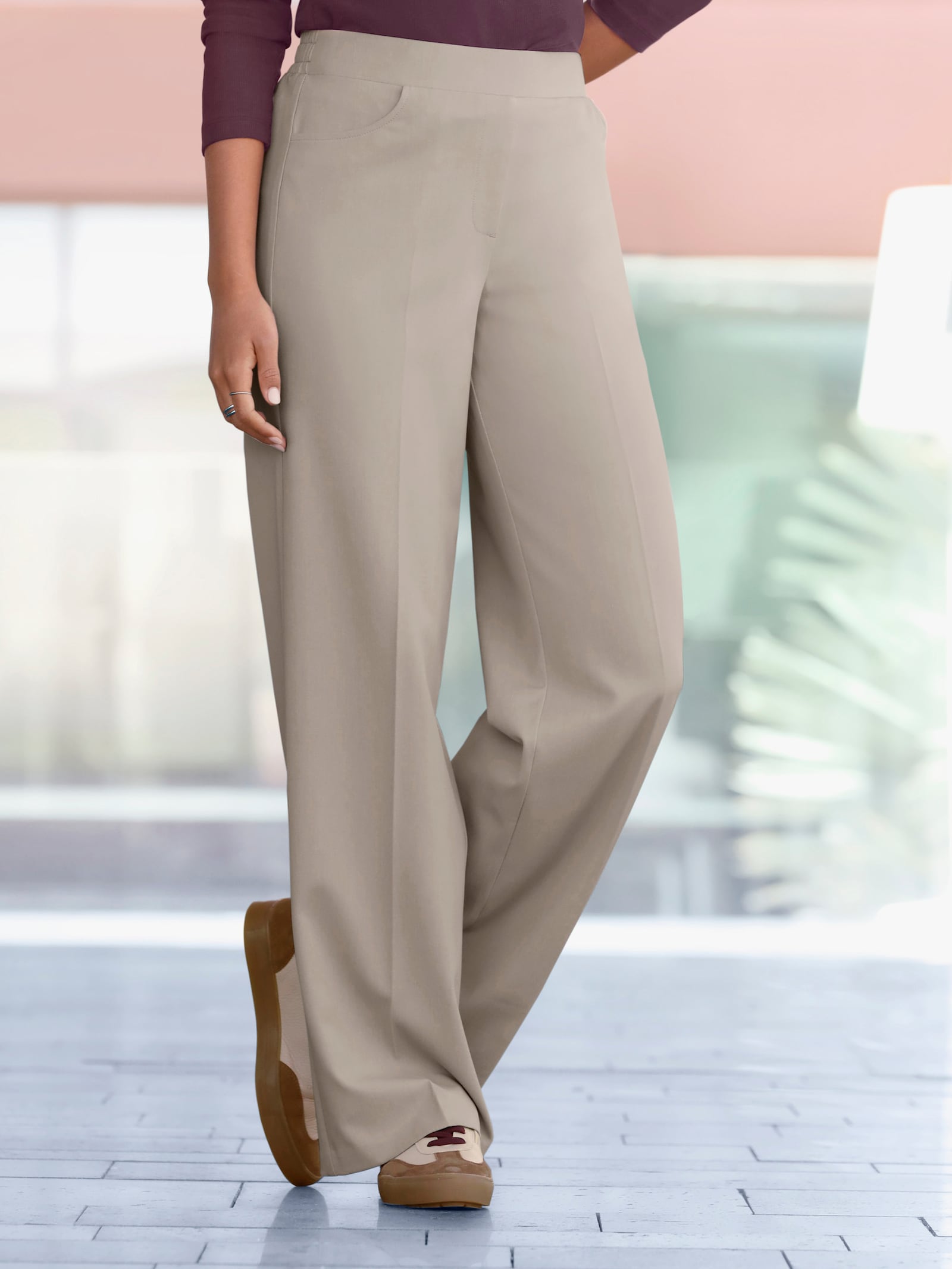 heine Hosen mit Bügelfalte - beige-meliert