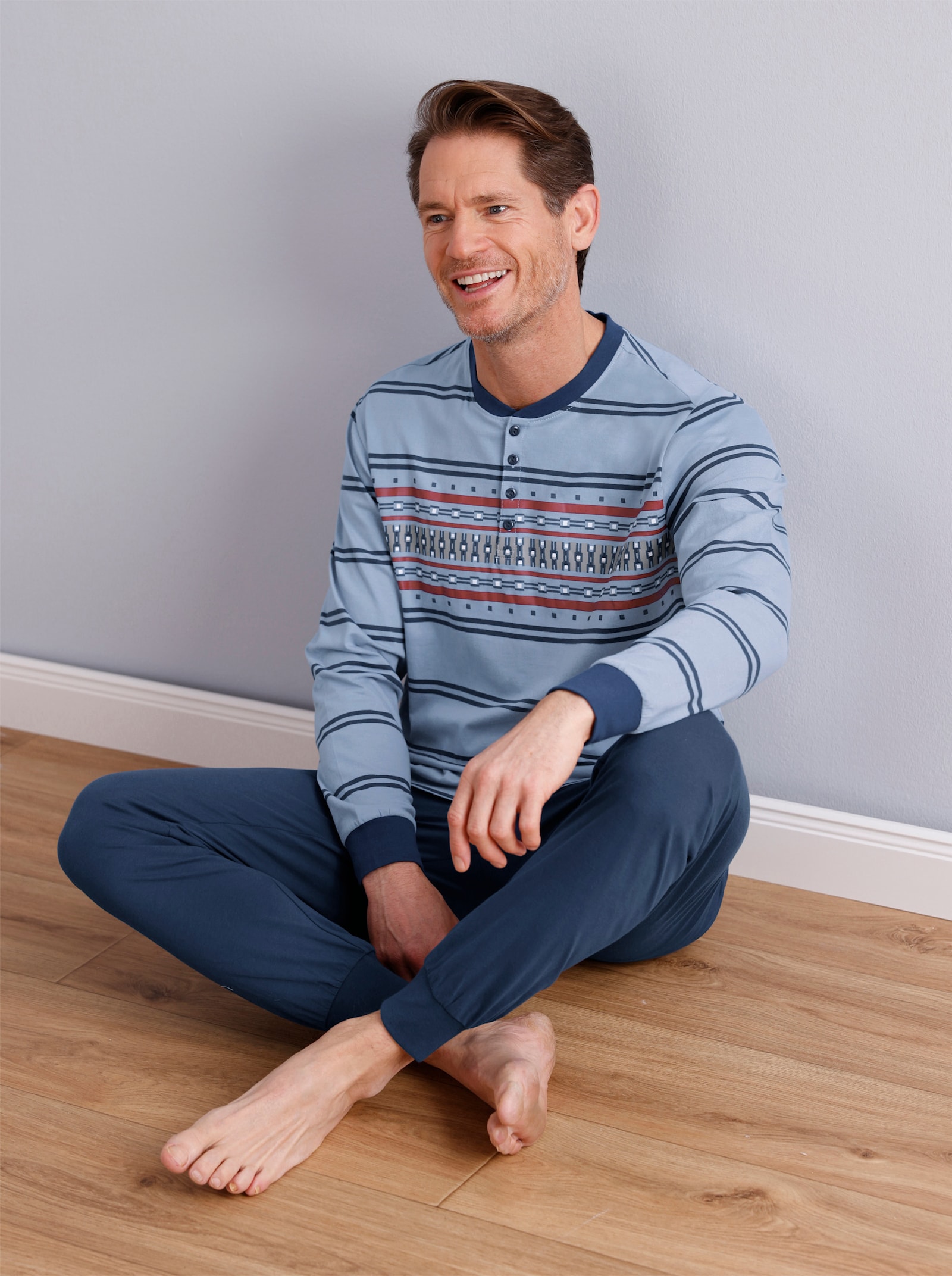 wäschepur men Schlafanzug - bleu-dunkelblau-gestreift