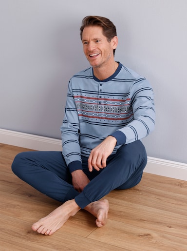 wäschepur men Schlafanzug - bleu-dunkelblau-gestreift