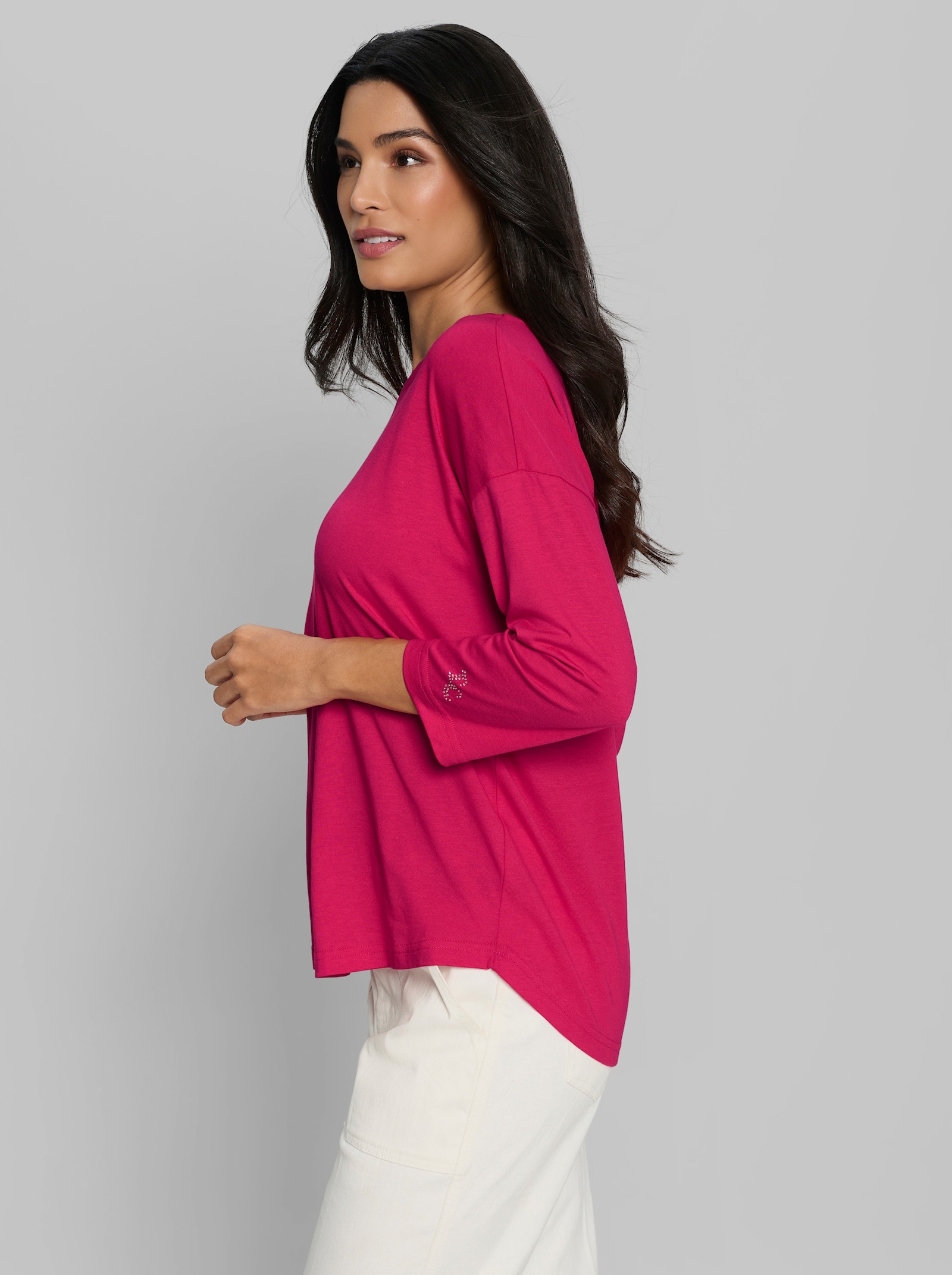 heine 3/4-Arm-Shirt mit Glitzersteinchen - pink