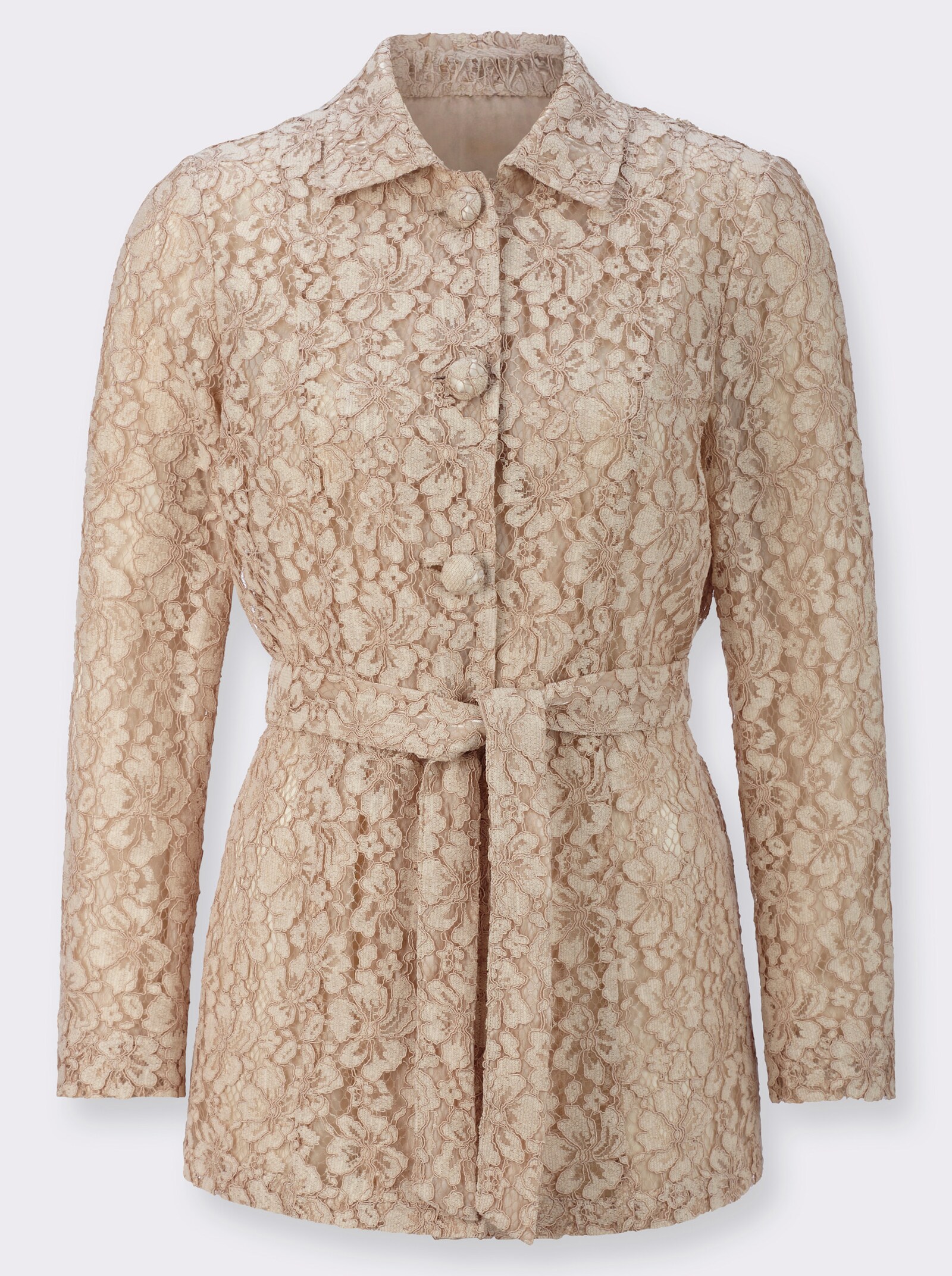 Spitzenbluse mit Organzafutter - elfenbein-beige-gemustert