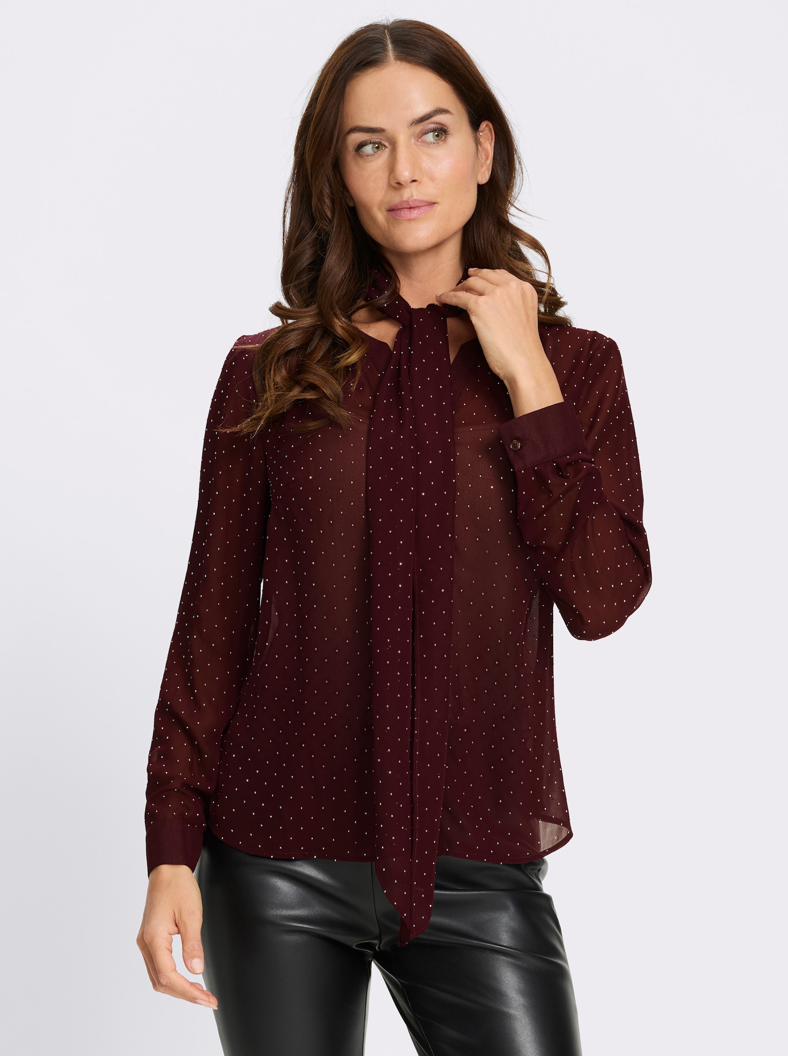 heine Georgettebluse mit abnehmbarer Schluppe - burgund