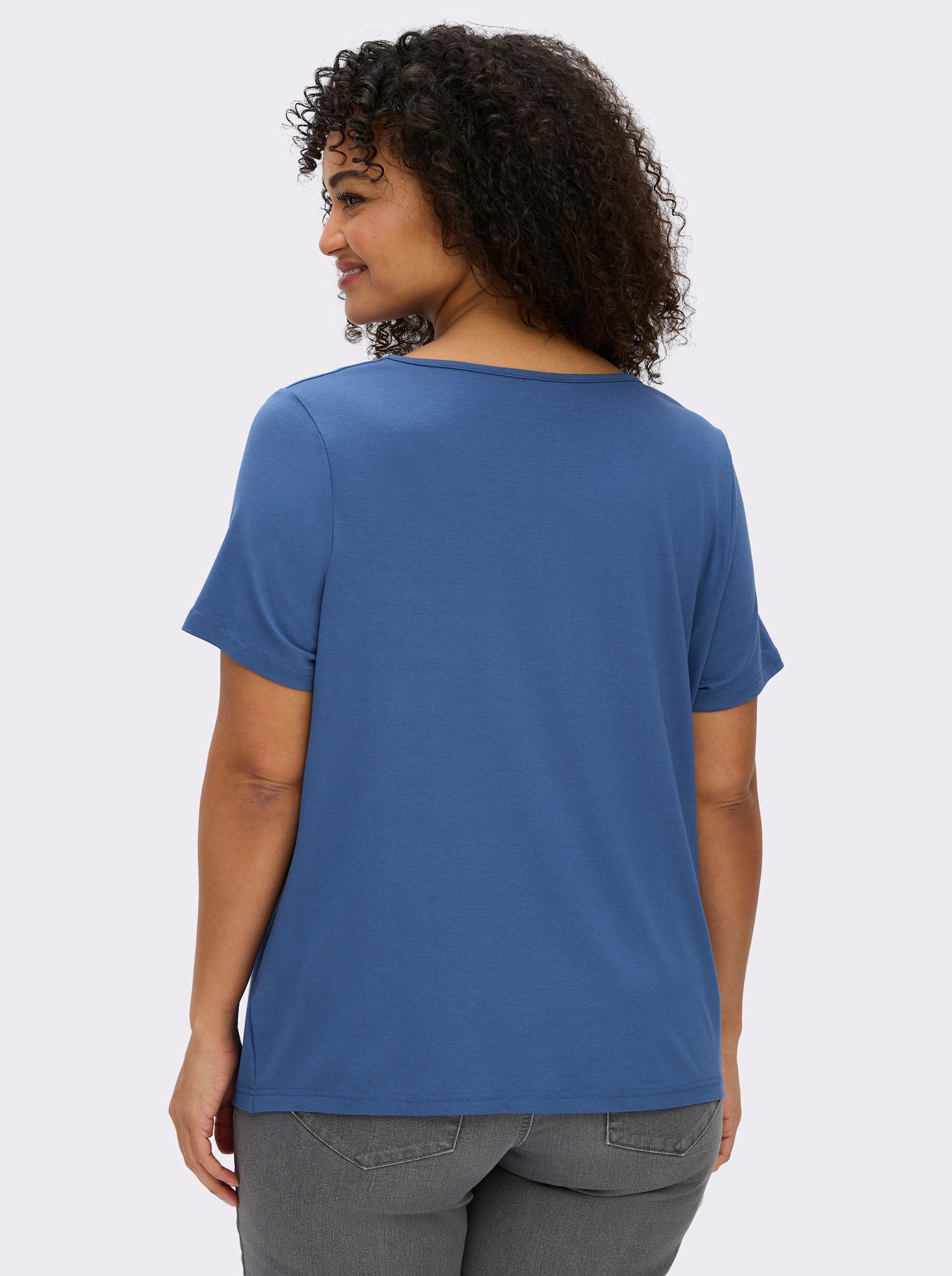 Wasserfallshirt mit kurzen Ärmeln - royalblau