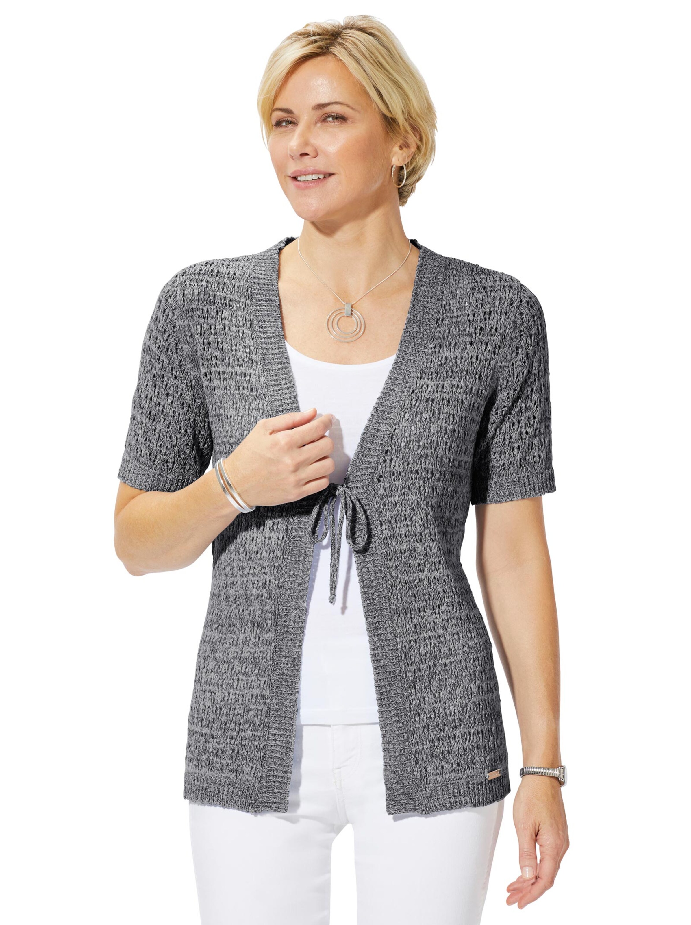 Strickjacke - grau-meliert