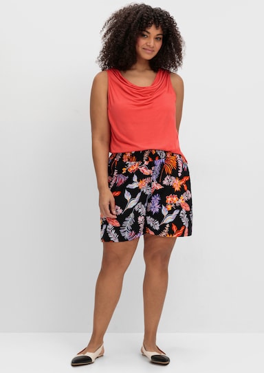 sheego Shorts - schwarz bedruckt
