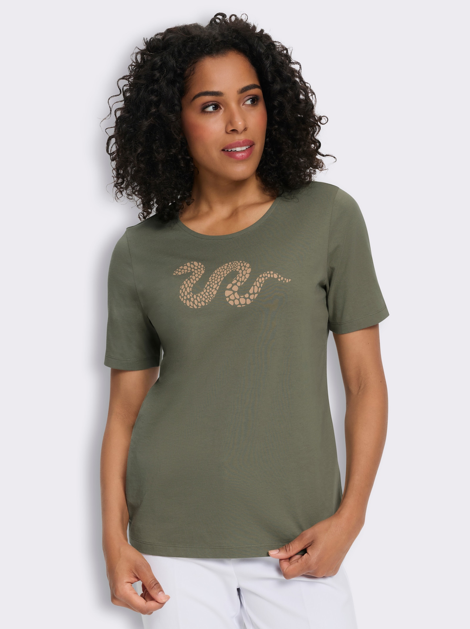 Shirts (2 stuks) - kaki + kaki/rietgroen bedrukt