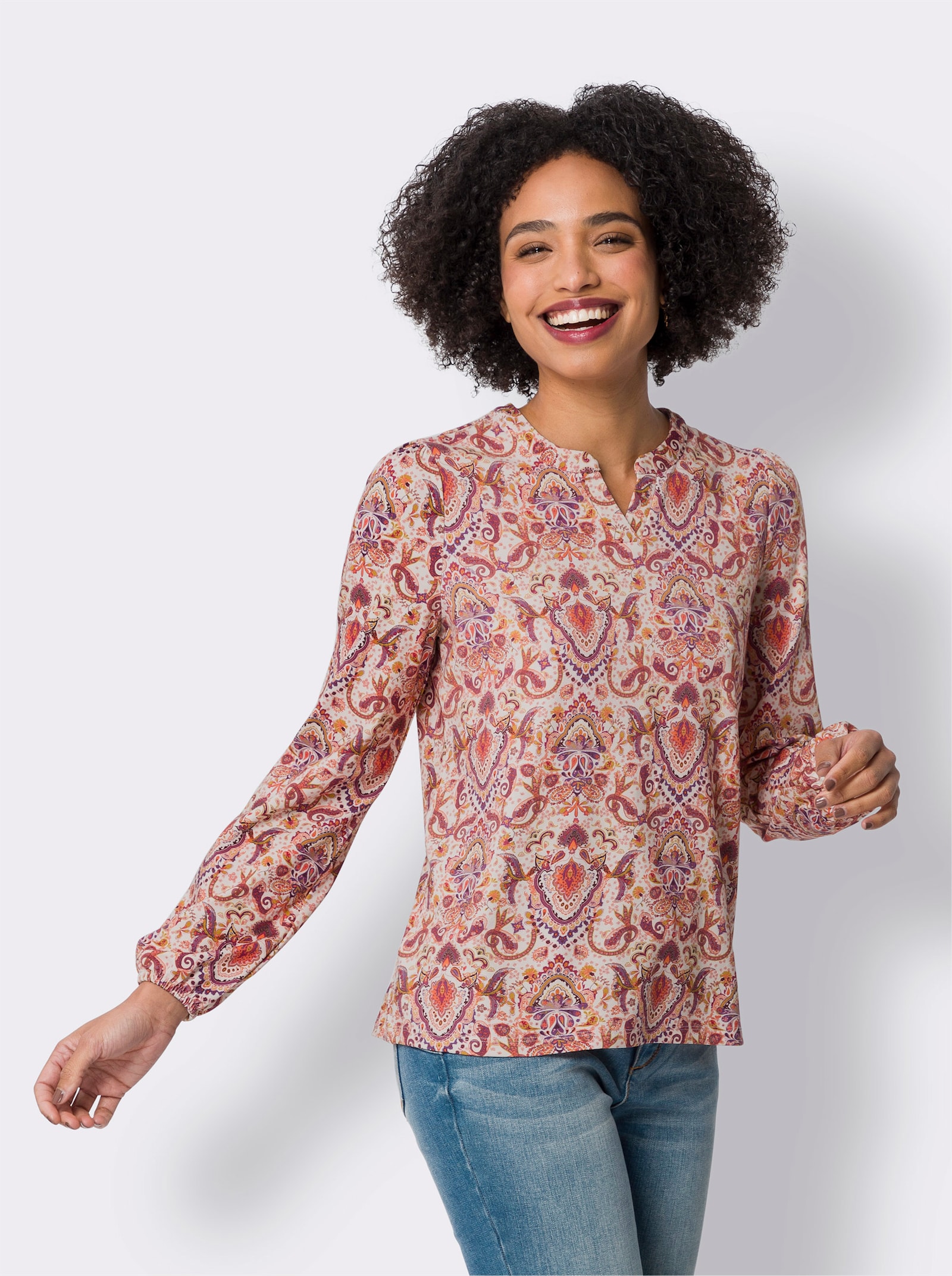 heine T-shirt avec motif imprimé - café au lait-bruyère imprimé