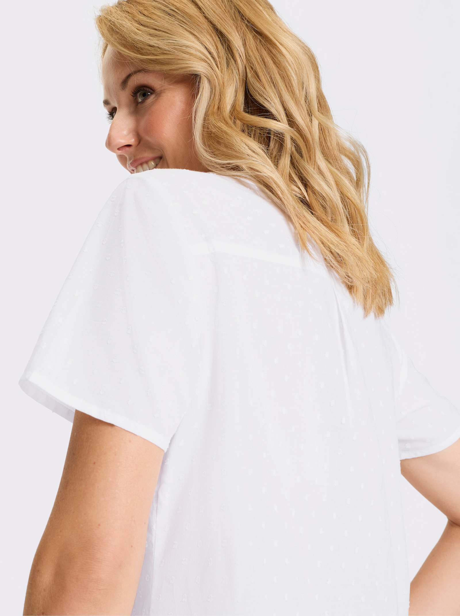 Blúzka, krátke rukávy, štruktúra - svetlobéžová