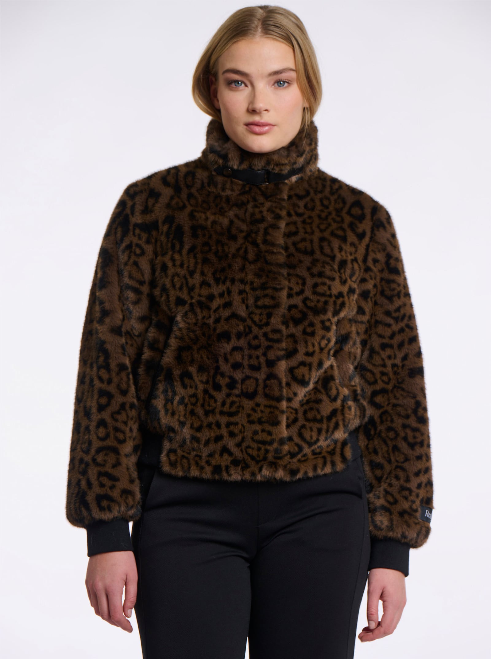 Rino & Pelle Fellimitatjacke mit Leo-Muster - braun-schwarz-gemustert