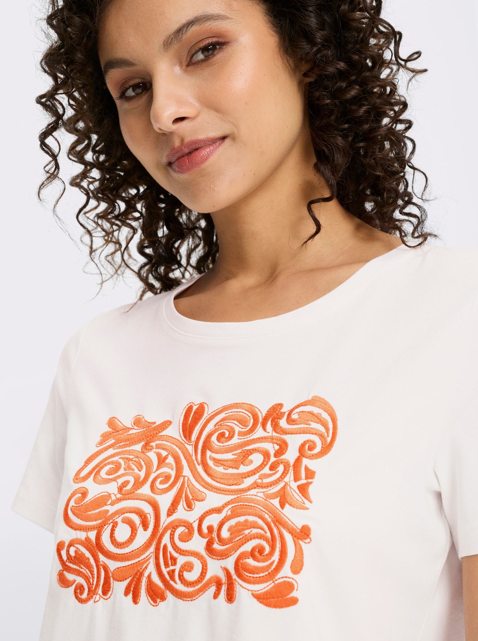 heine Kurzarmshirt - ecru-papaya