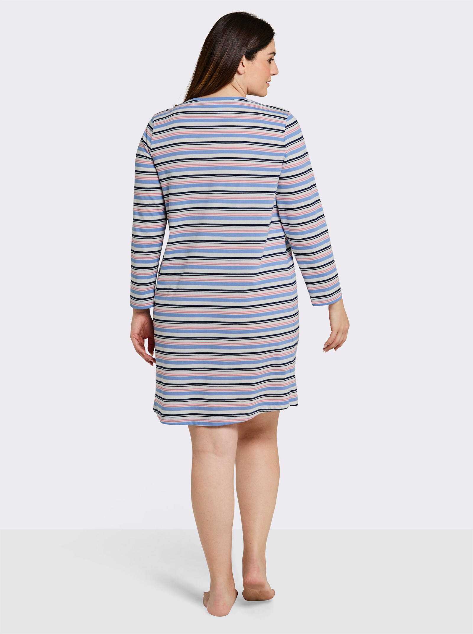 wäschepur Sleepshirt mit garngefärbtem Ringelmuster - bleu