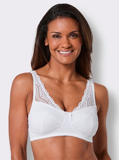 wäschepur BH ohne Bügel mit elastischer Spitze - weiß