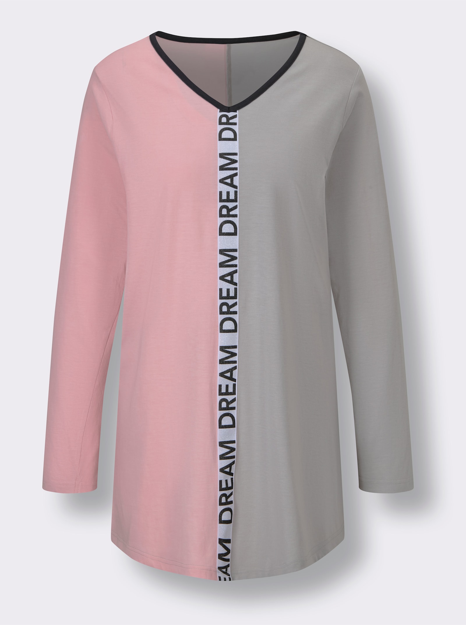 wäschepur Schlafanzug mit Glitzerband - steingrau-hortensie