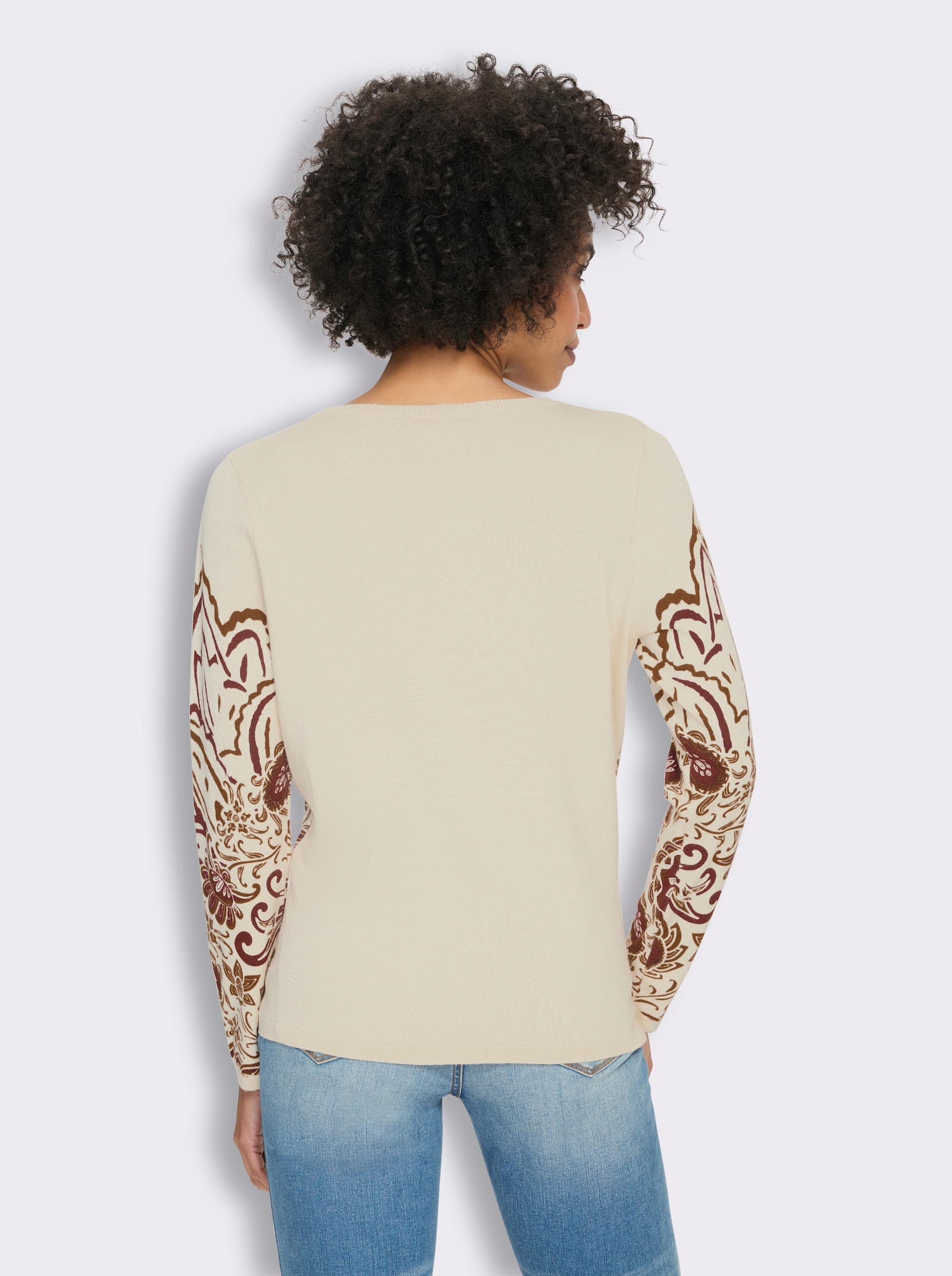 heine Pullover mit Paisley-Print - dunkelrot-champagner-bedruckt