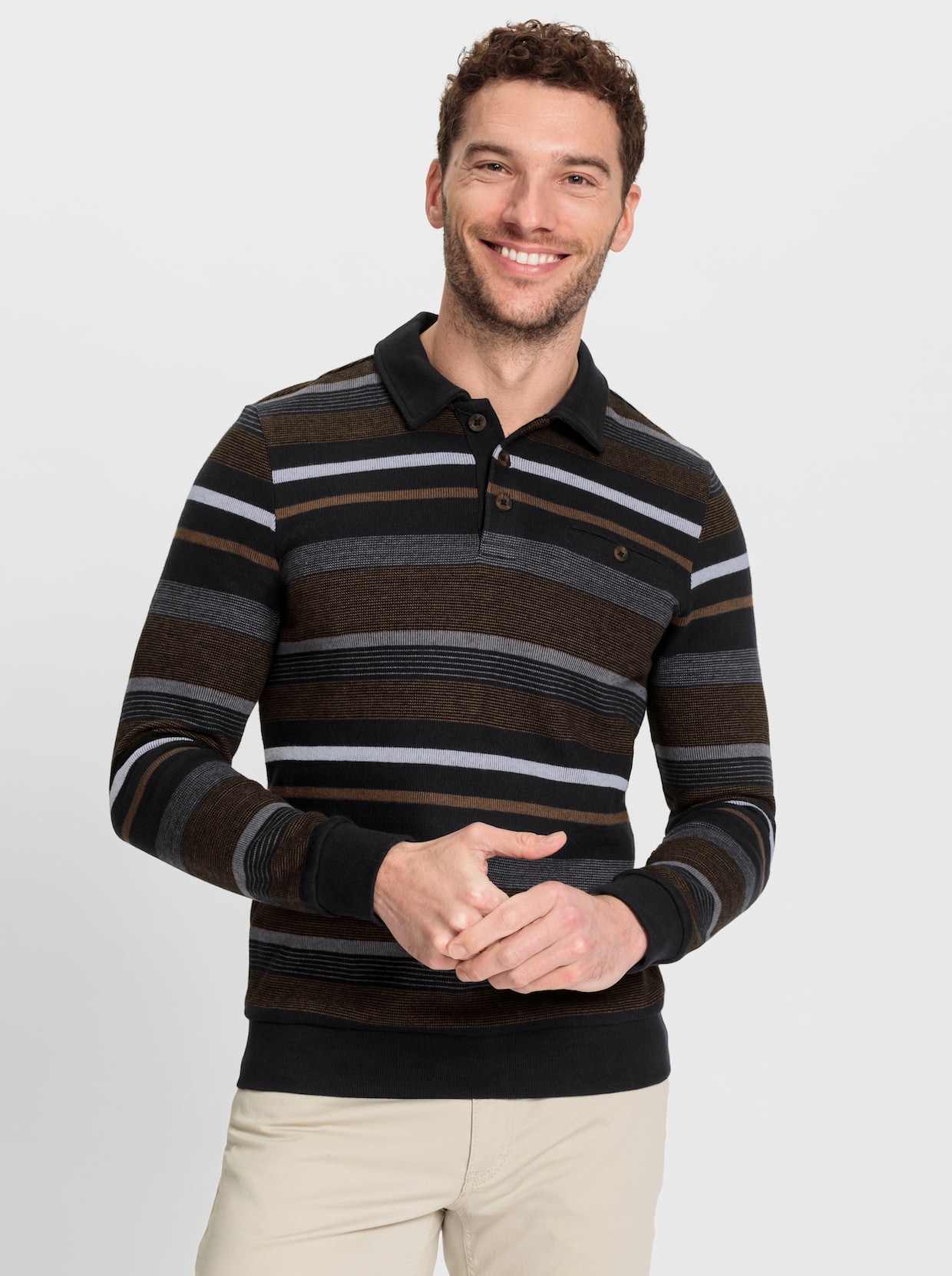 Marco Donati Sweatshirt - zwart/bruin gestreept