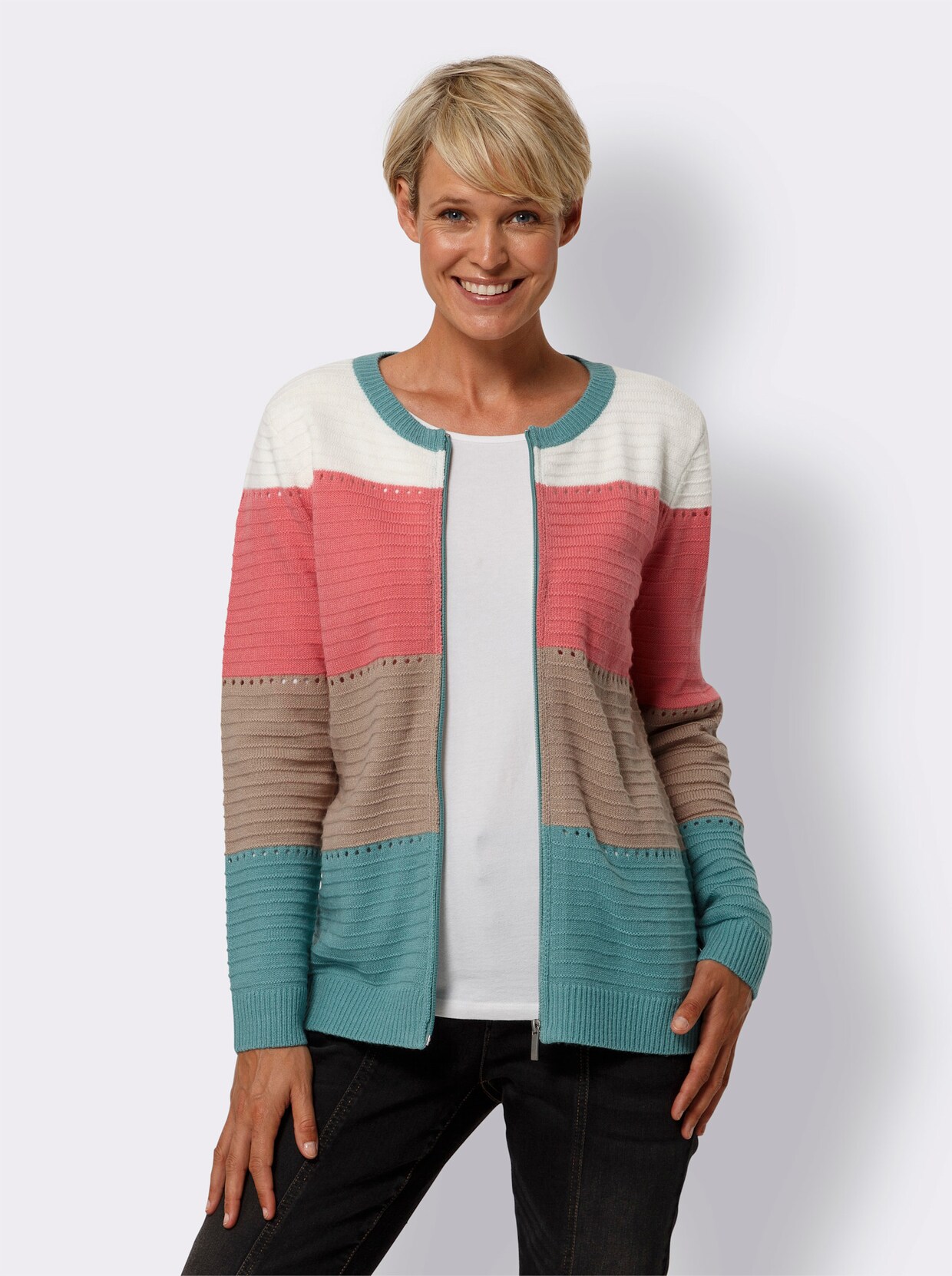 Vest - ecru/oceaan gedessineerd