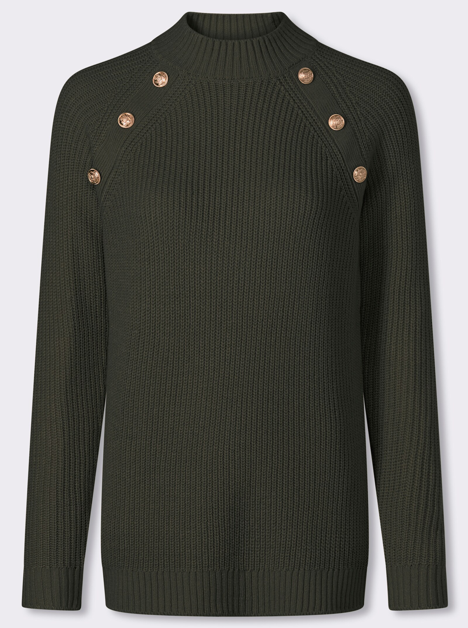 Stehkragenpullover mit Zierknöpfen - graphit